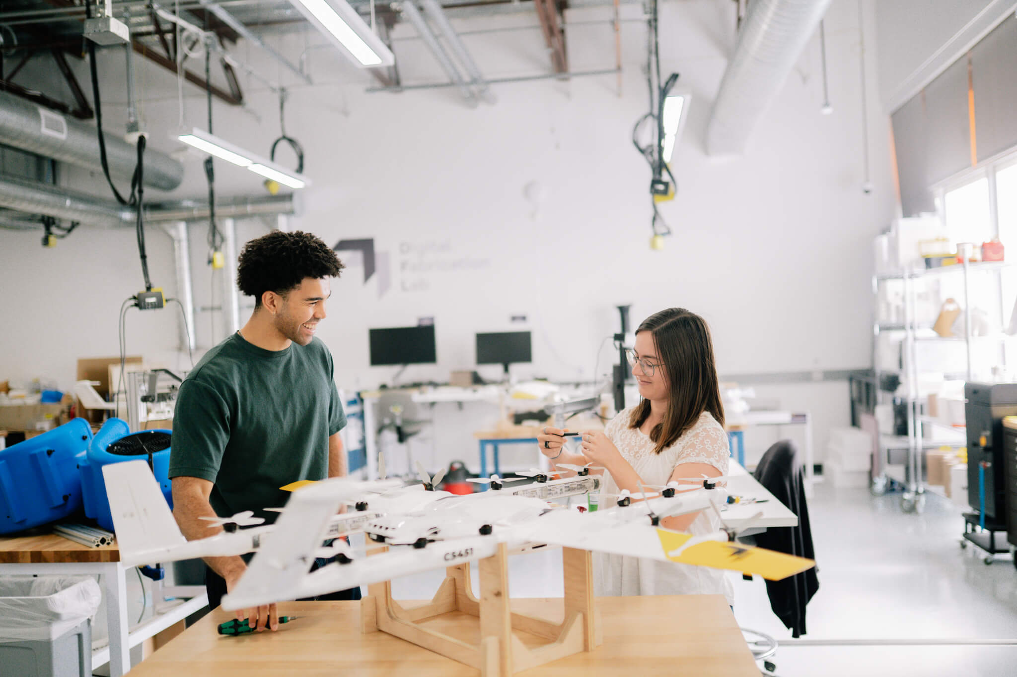 Interns in the workshop
